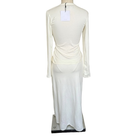 NWT Sid Neigum Italian Knit Tension Cut Out Midi Dress in Cream - Picture 8 of 12